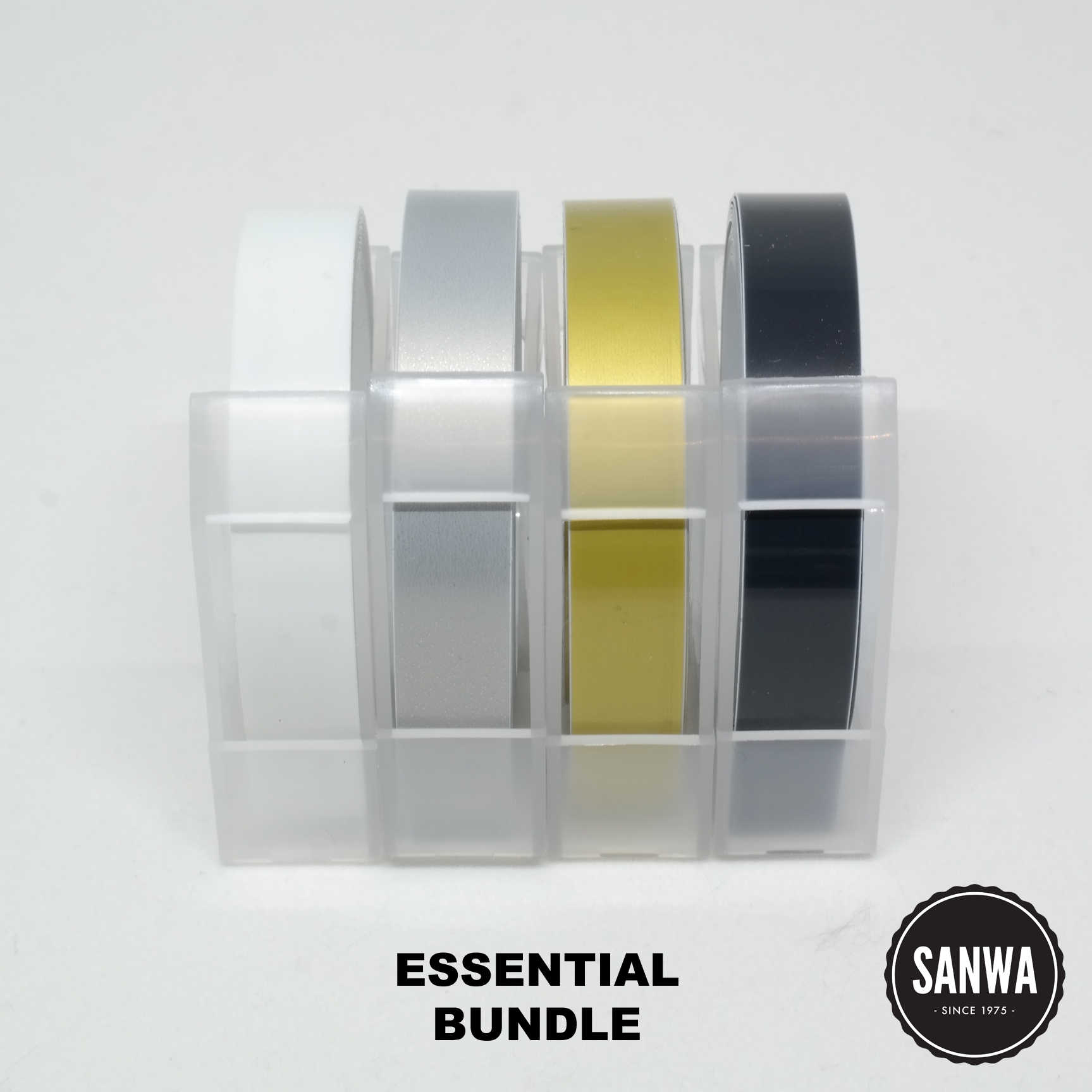 4 pack of Tapewriter Refill Tapes in Gold, Silver, Black, Clear