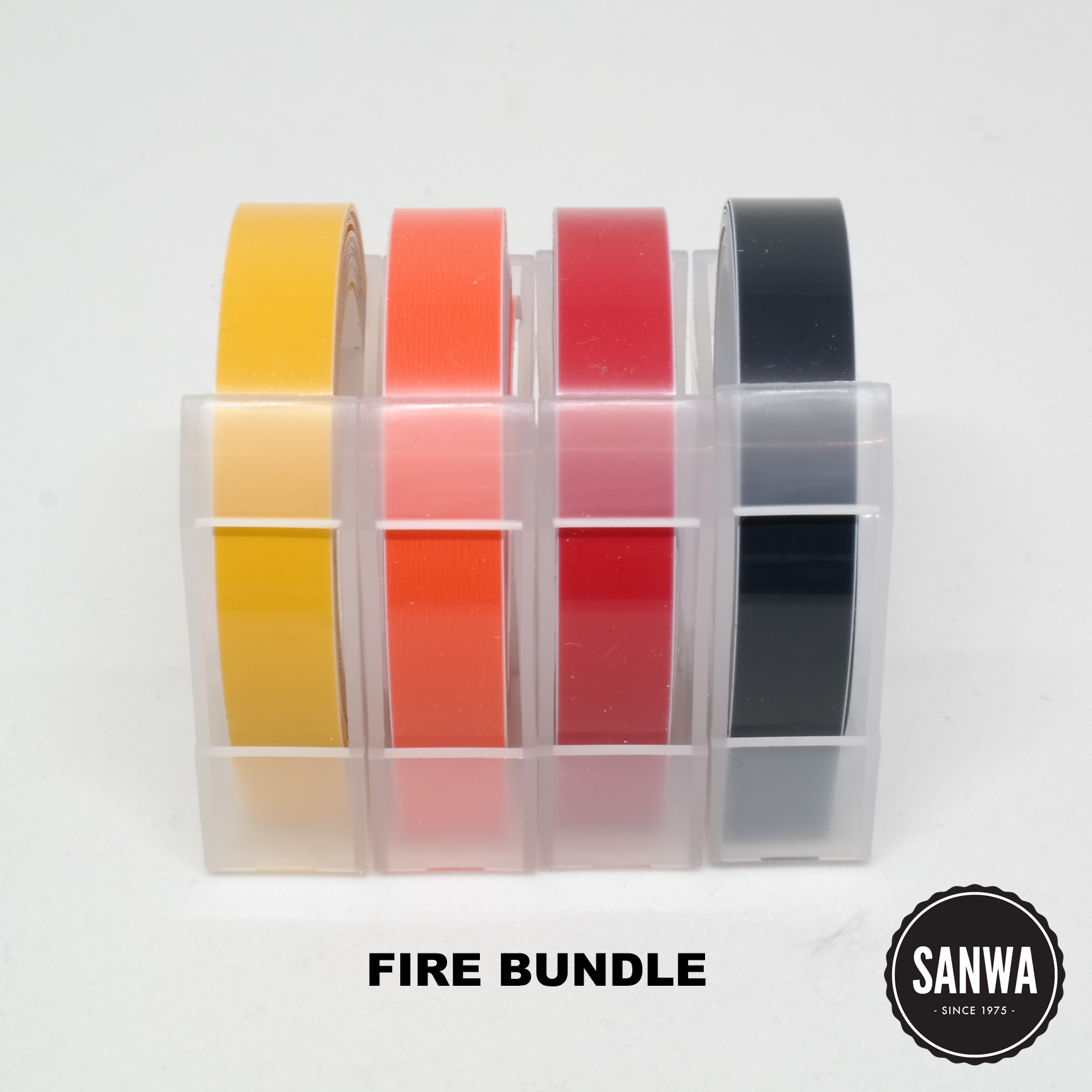 4 pack of Tapewriter Refill Tapes in Red, Orange, Yellow, Black