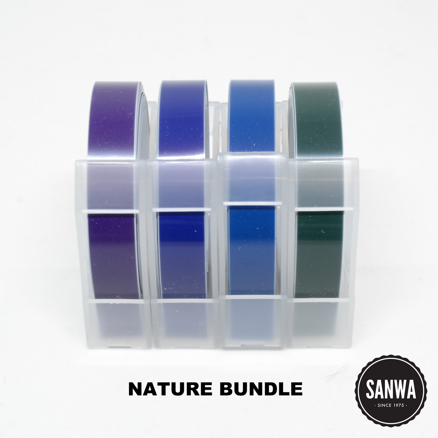 4 pack of Tapewriter Refill Tapes in Ocean Blue, Navy Blue, Forest Green, Violet