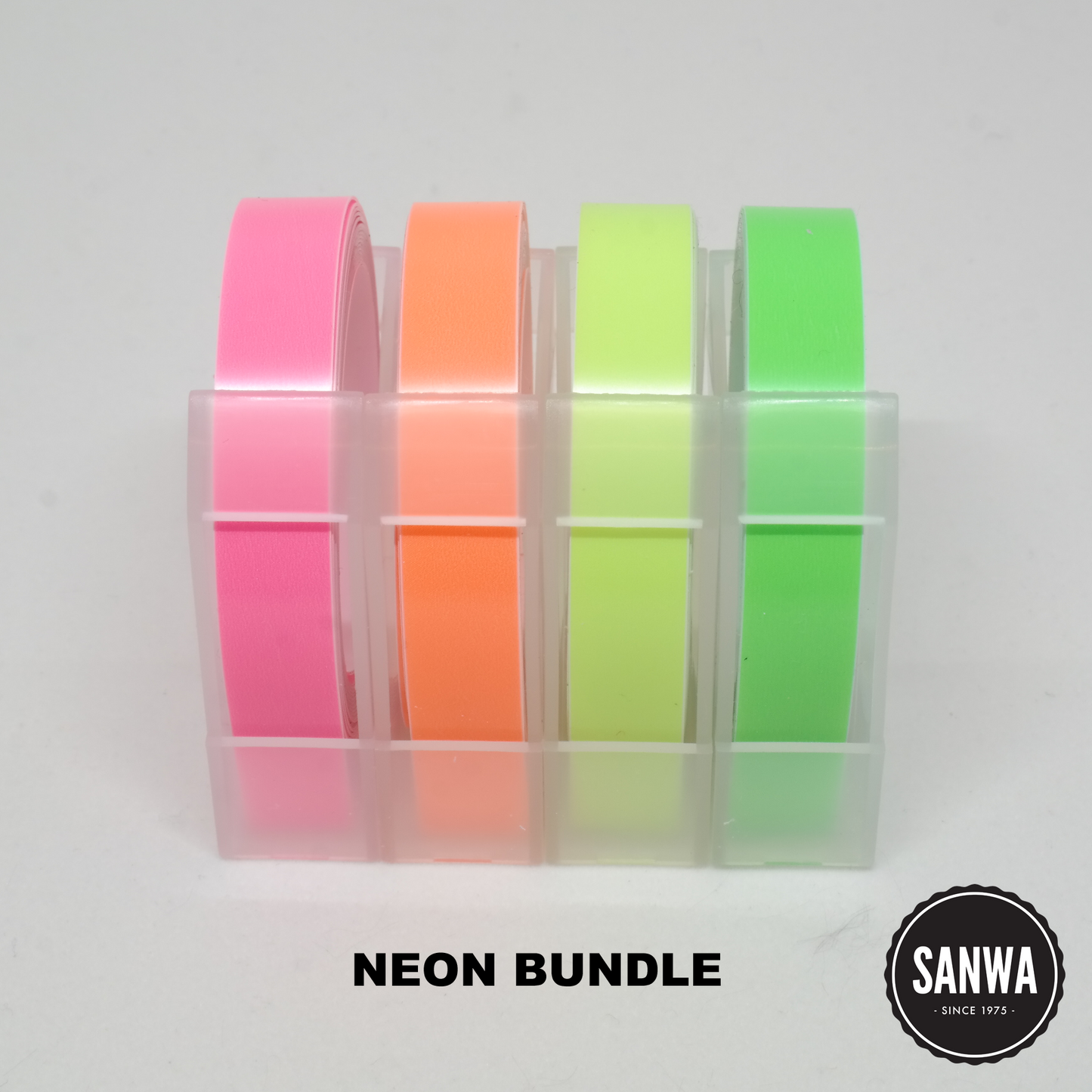 4 pack of Tapewriter Refill Tapes in Neon Orange, Neon Yellow, Neon Green, Neon Pink